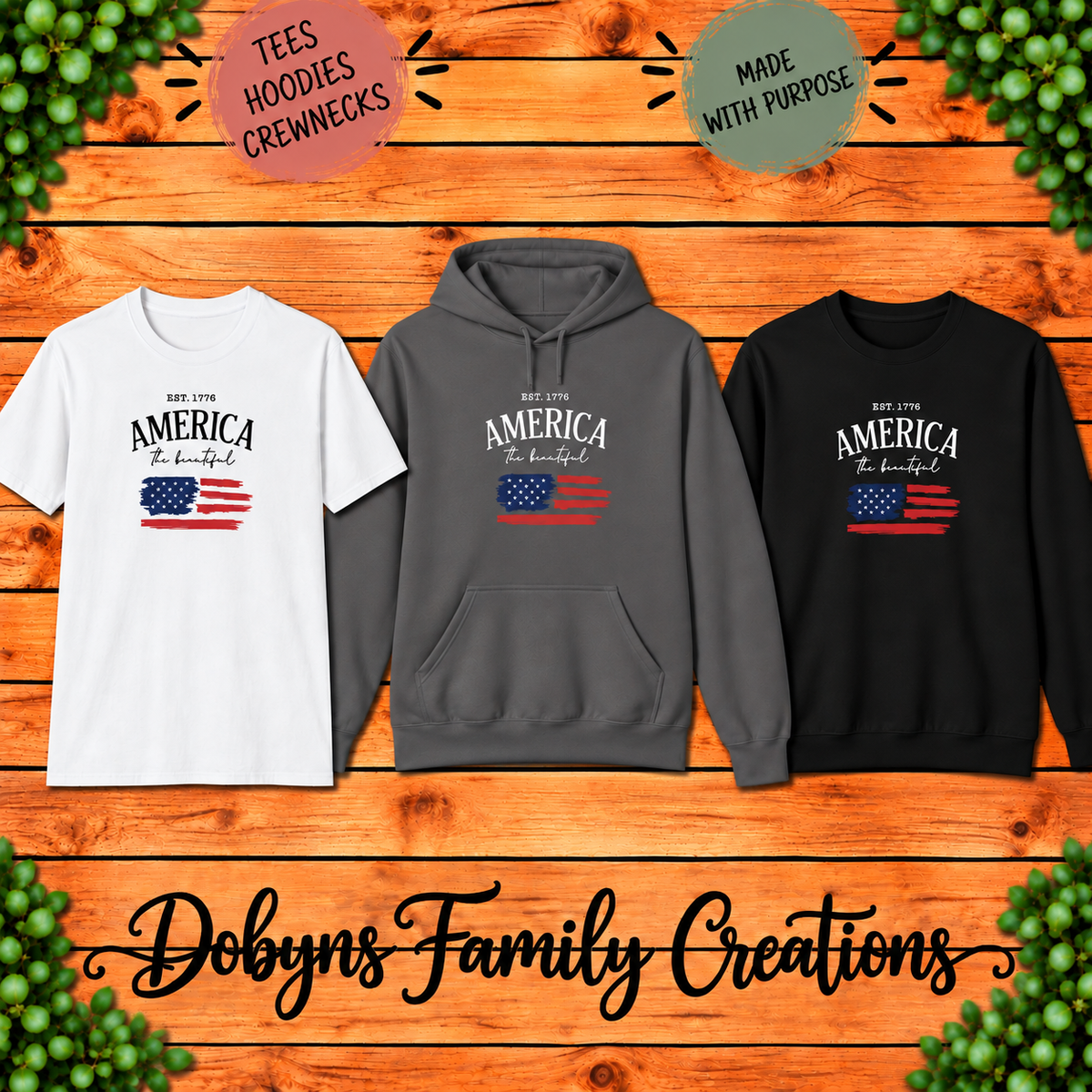 America the Beautiful Est. 1776 | Patriotic Shirt, Crewneck & Hoodie