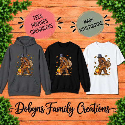 Thanksgiving Bigfoot & Turkey | Sasquatch Shirt, Crewneck & Hoodie