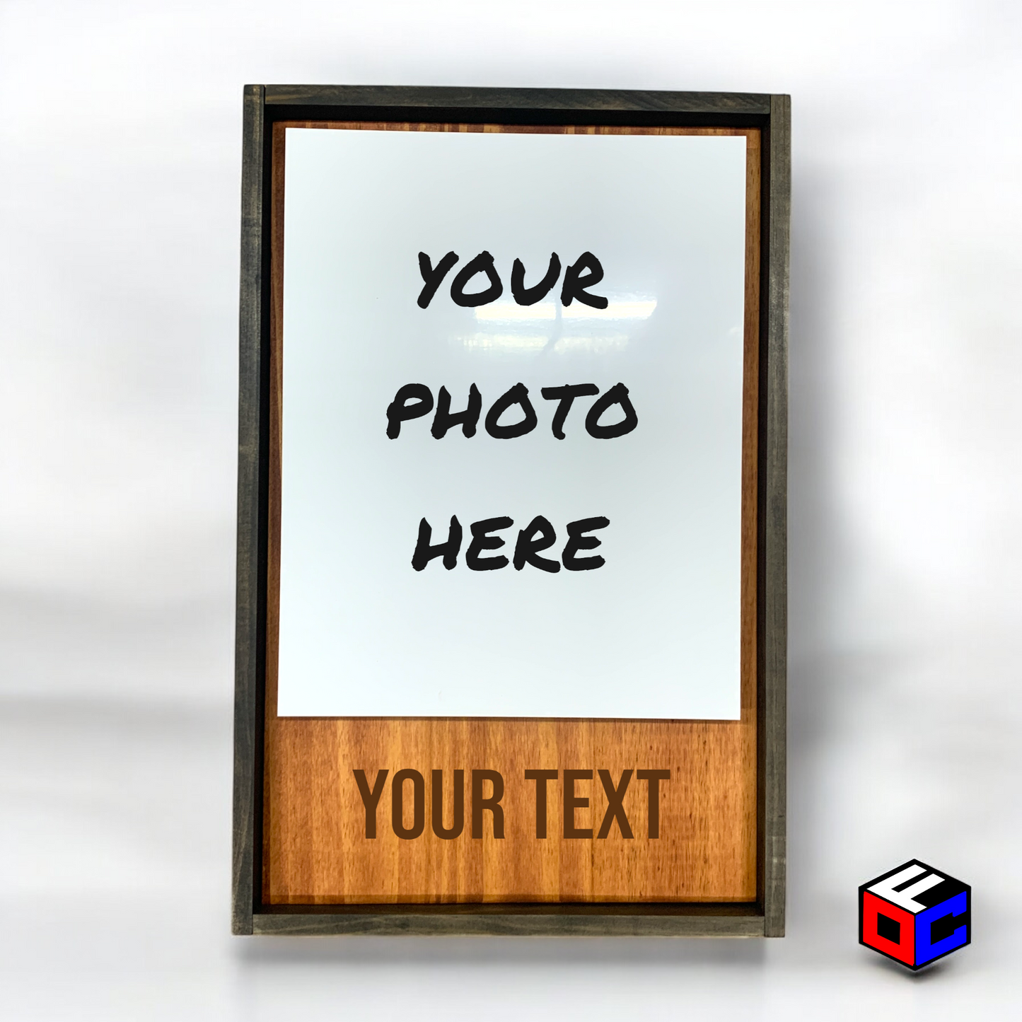 Personalized 8" x 10" Vertical Metal Photo in Magnetic Shadow Frame with Custom Engraving