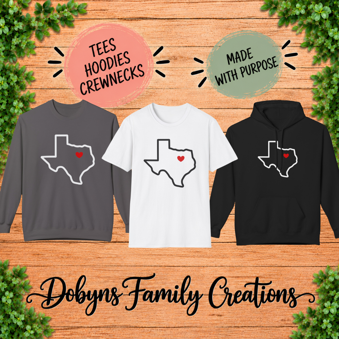 Dallas Texas Is Home | Texas Heart Shirt, Crewneck & Hoodie