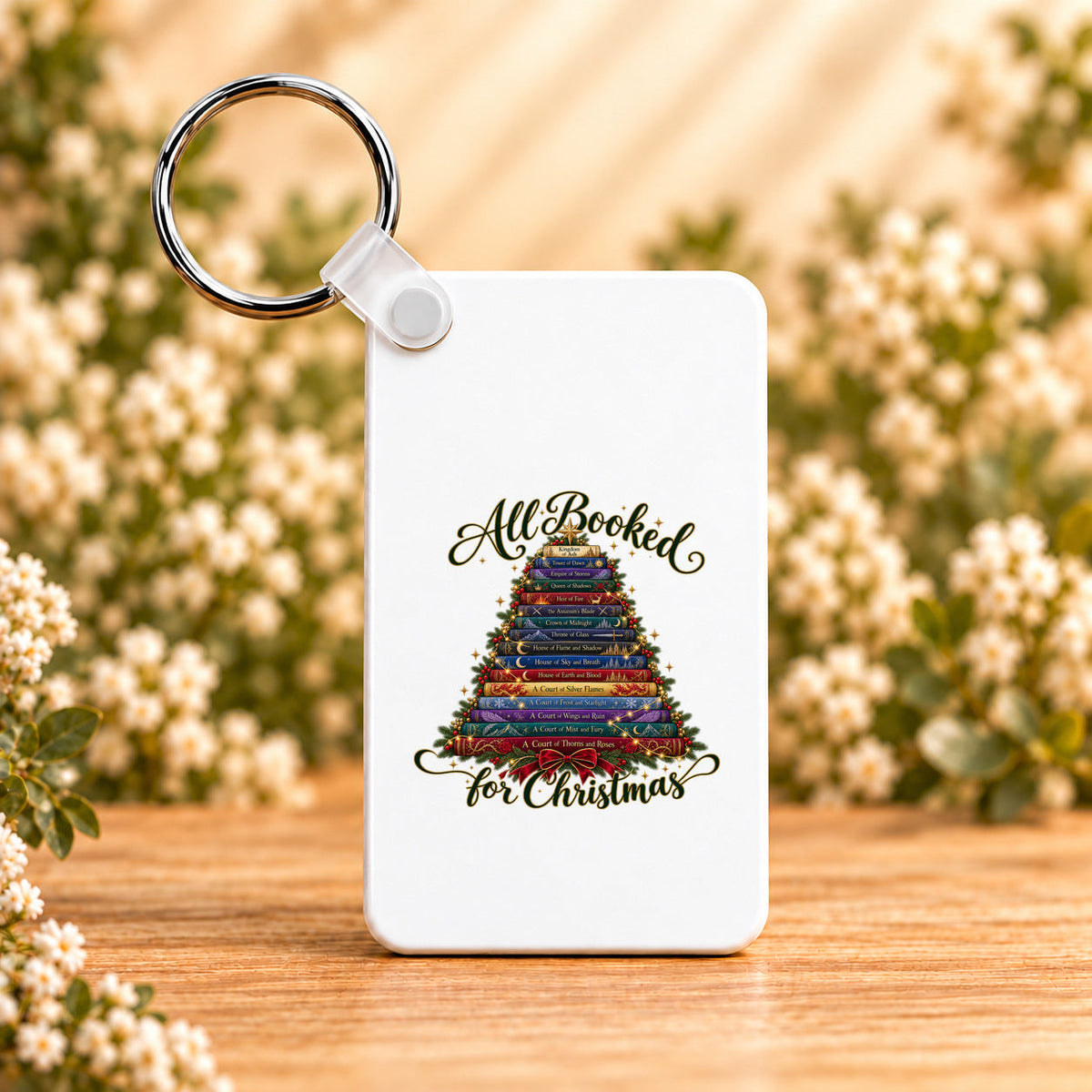 All Booked for Christmas — Rectangle Keychain