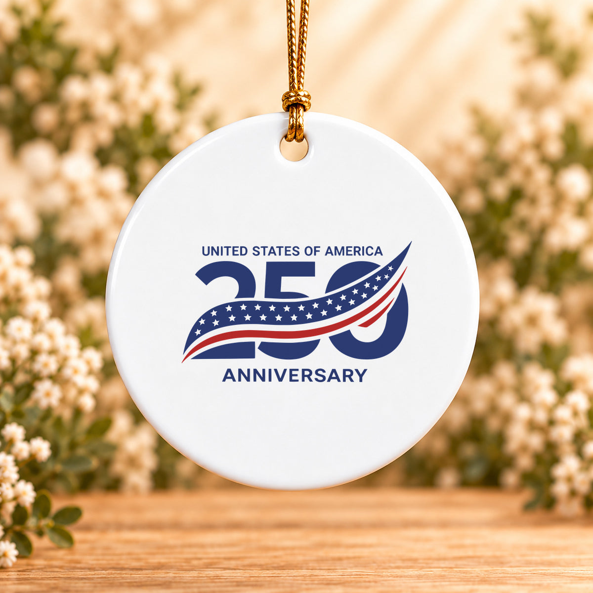 America 250th Anniversary — Round Ceramic Ornament