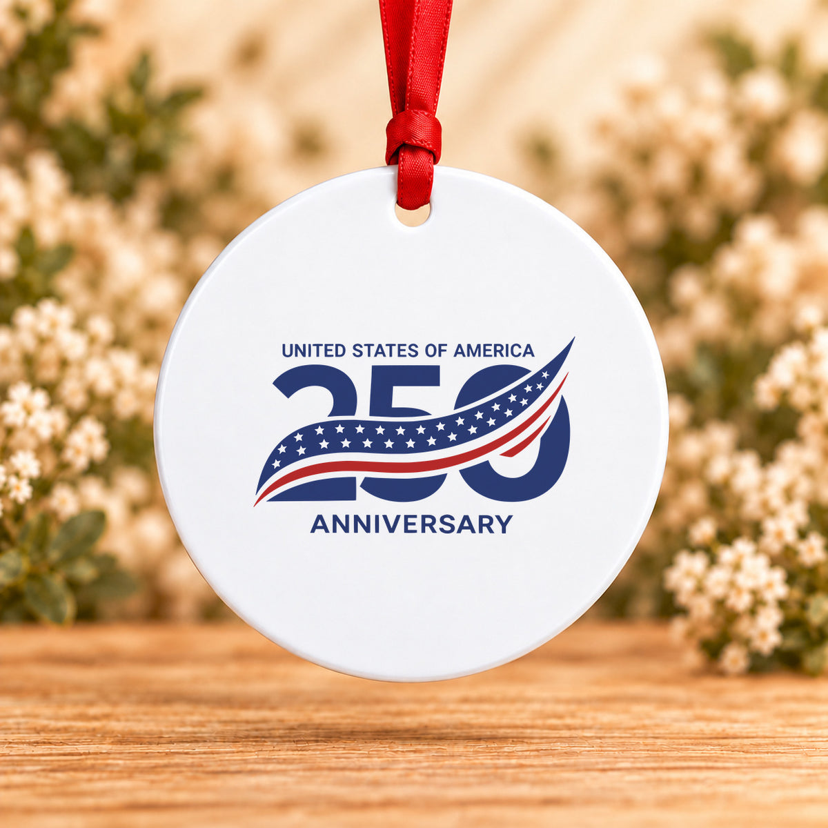 America 250th Anniversary — Round Metal Ornament