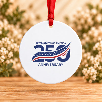 America 250th Anniversary — Round Metal Ornament