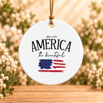 America the Beautiful — Round Ceramic Ornament