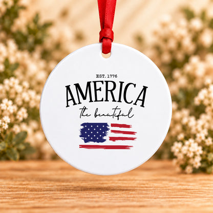 America the Beautiful — Round Metal Ornament