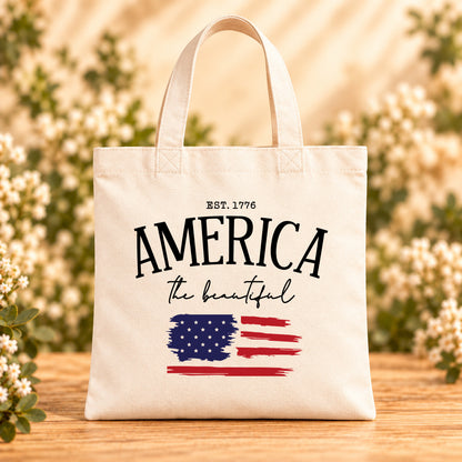 America the Beautiful — Beige Canvas Tote Bag