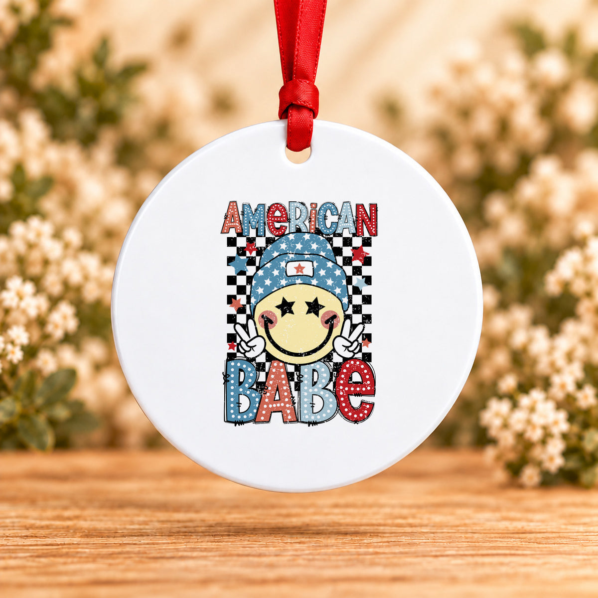 American Babe — Round Metal Ornament