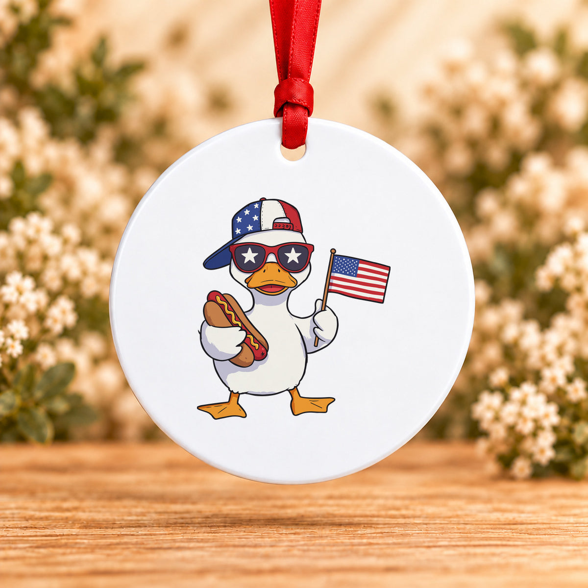 American Duck — Round Metal Ornament