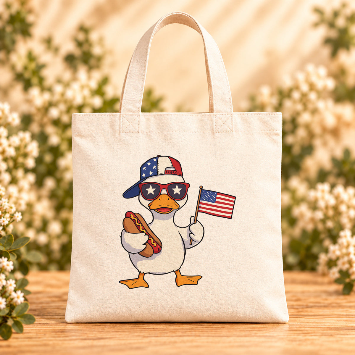 American Duck — Beige Canvas Tote Bag