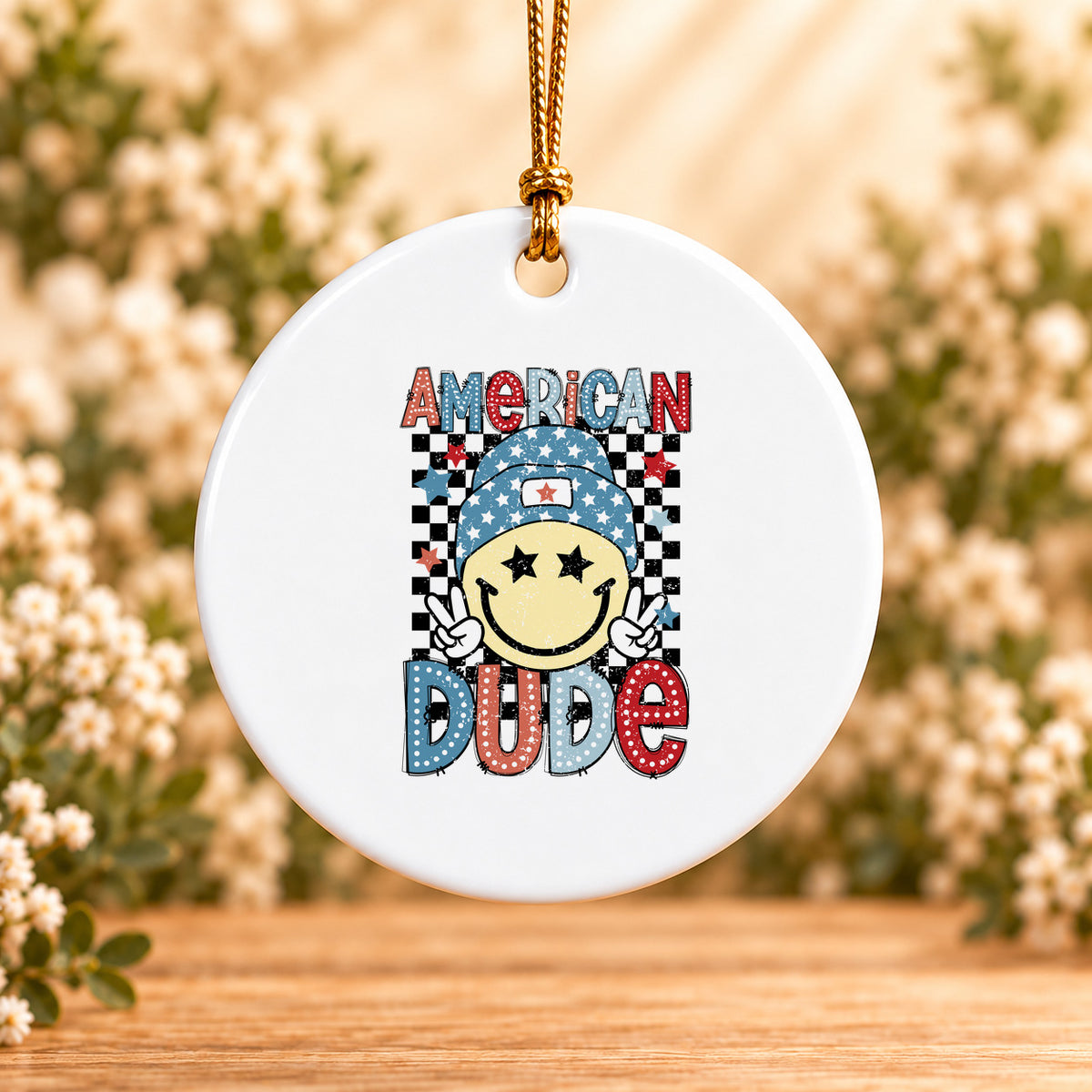 American Dude — Round Ceramic Ornament