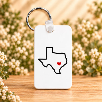 Austin Texas Home Heart — Rectangle Keychain
