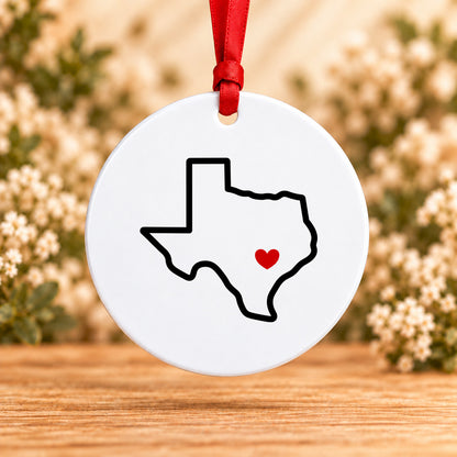 Austin Texas Home Heart — Round Metal Ornament