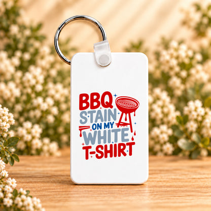 BBQ Stain on My White T-Shirt — Rectangle Keychain