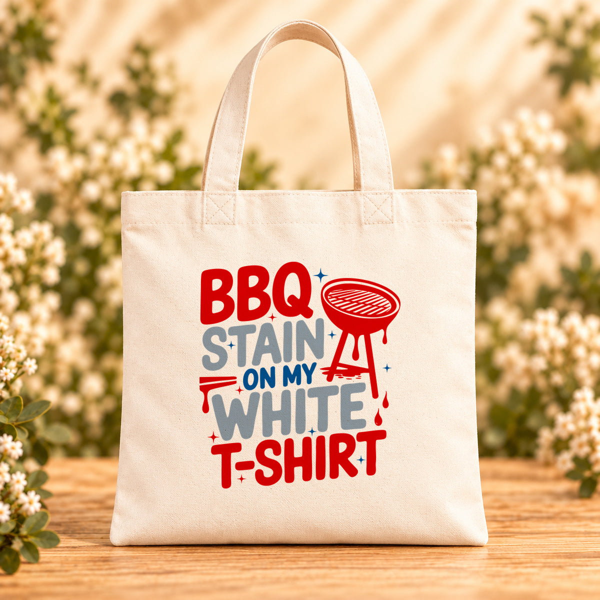 BBQ Stain on My White T-Shirt — Beige Canvas Tote Bag