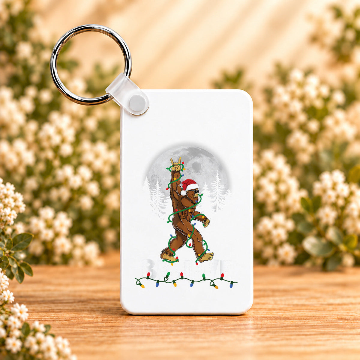 Believe Bigfoot Moon — Rectangle Keychain