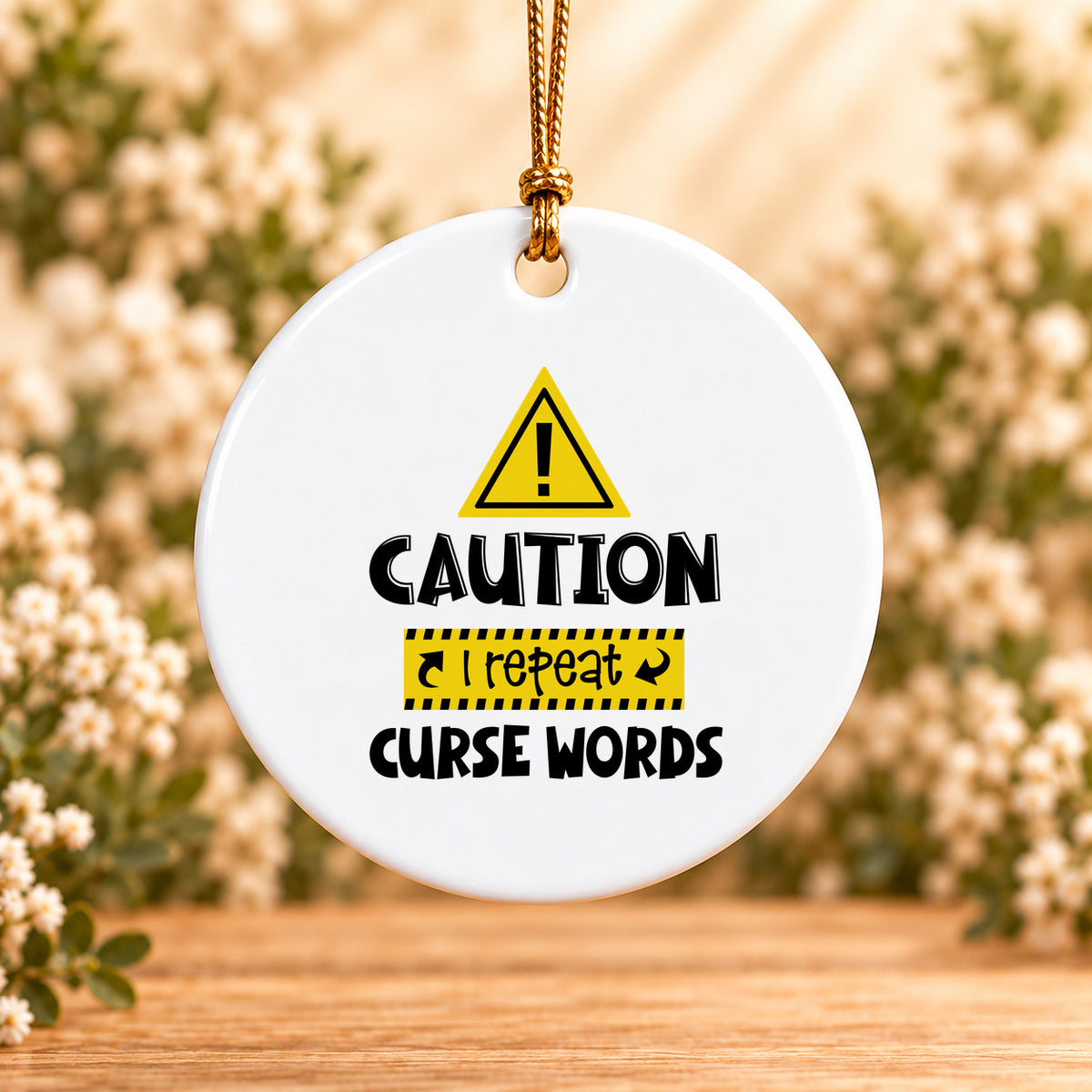 Caution I Repeat Curse Words — Round Ceramic Ornament