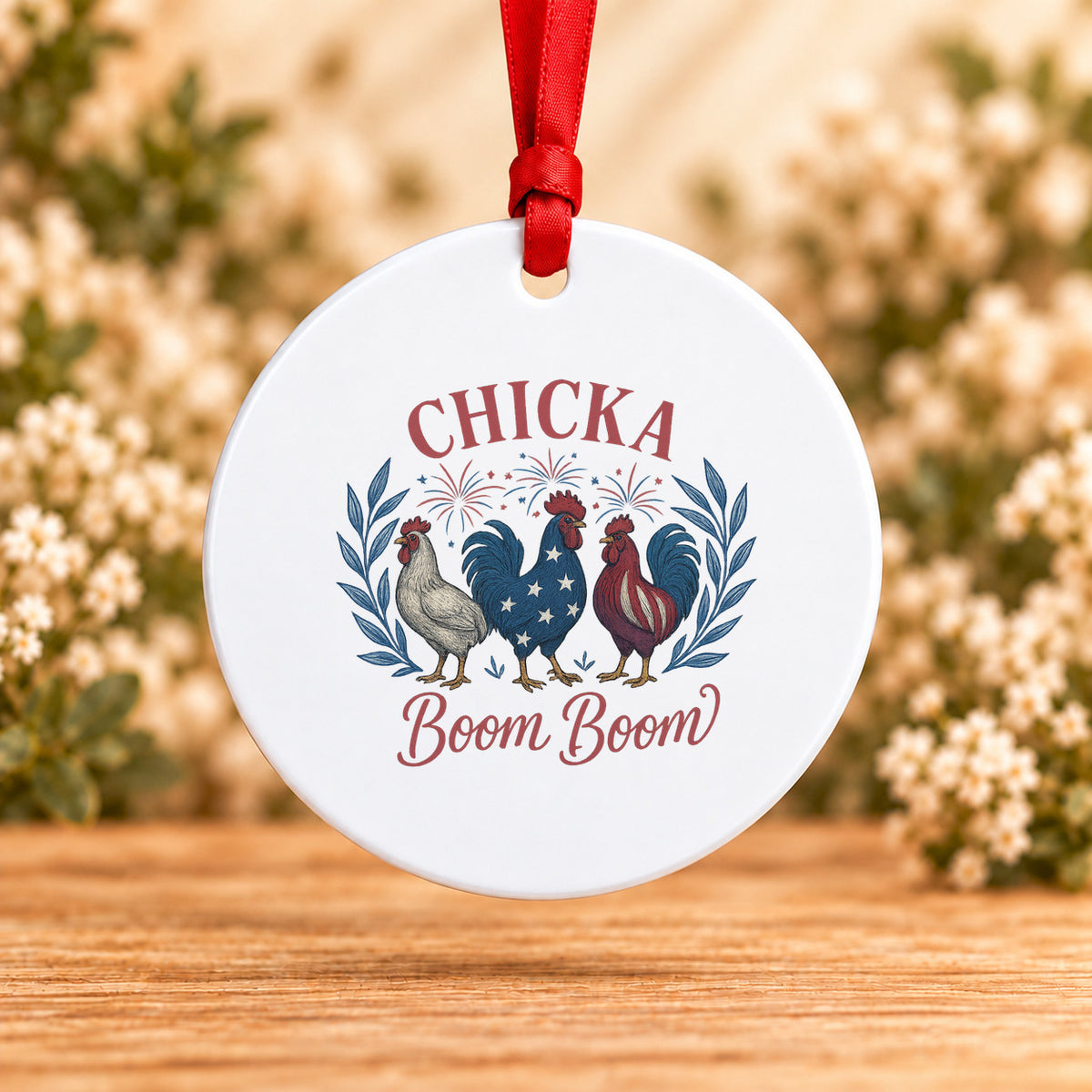 Chicka Boom Boom — Round Metal Ornament