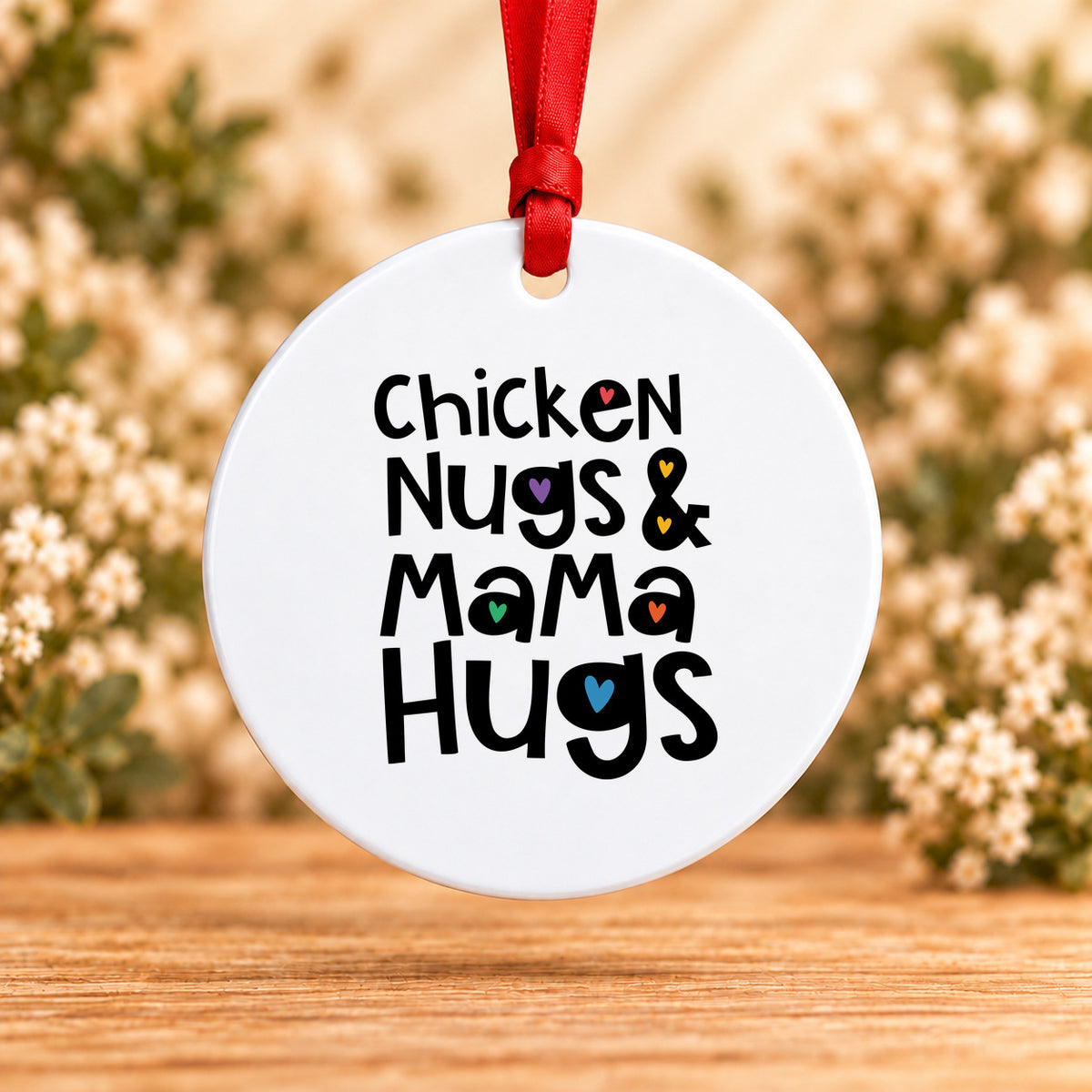 Chicken Nugs & Mama Hugs — Round Metal Ornament