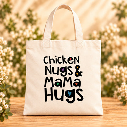 Chicken Nugs & Mama Hugs — Beige Canvas Tote Bag