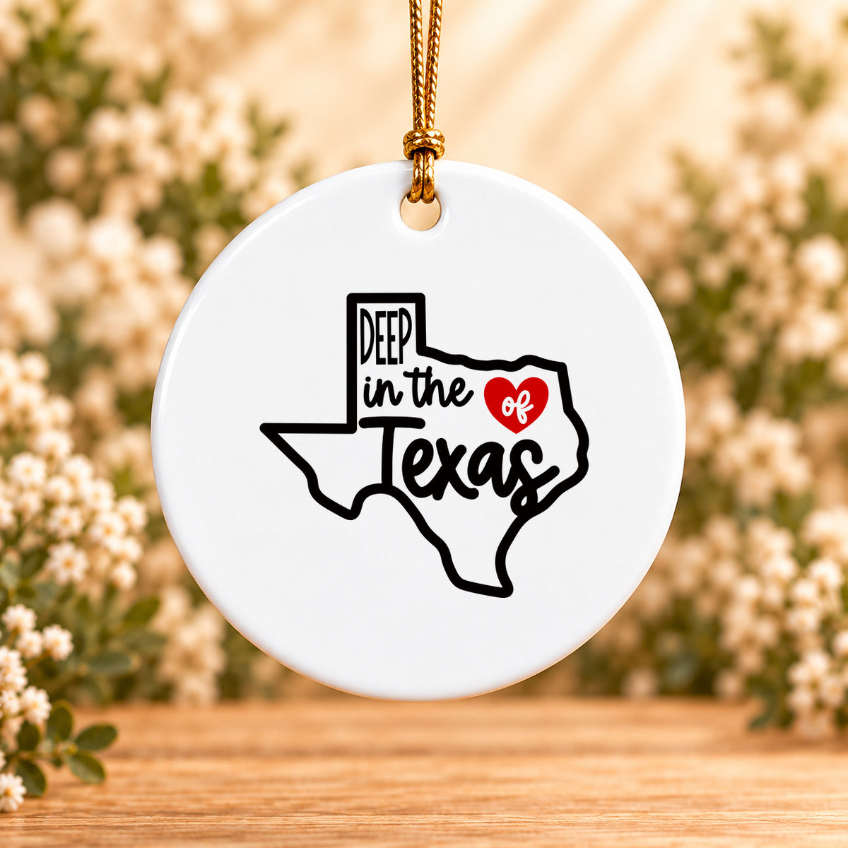 Deep in the Heart of Texas — Round Ceramic Ornament