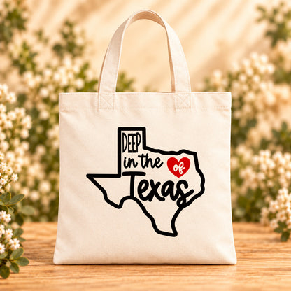 Deep in the Heart of Texas — Beige Canvas Tote Bag