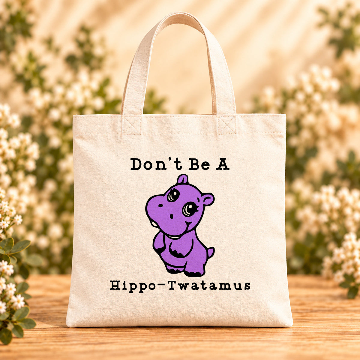 Don’t Be a Hippo-Twatamus — Beige Canvas Tote Bag