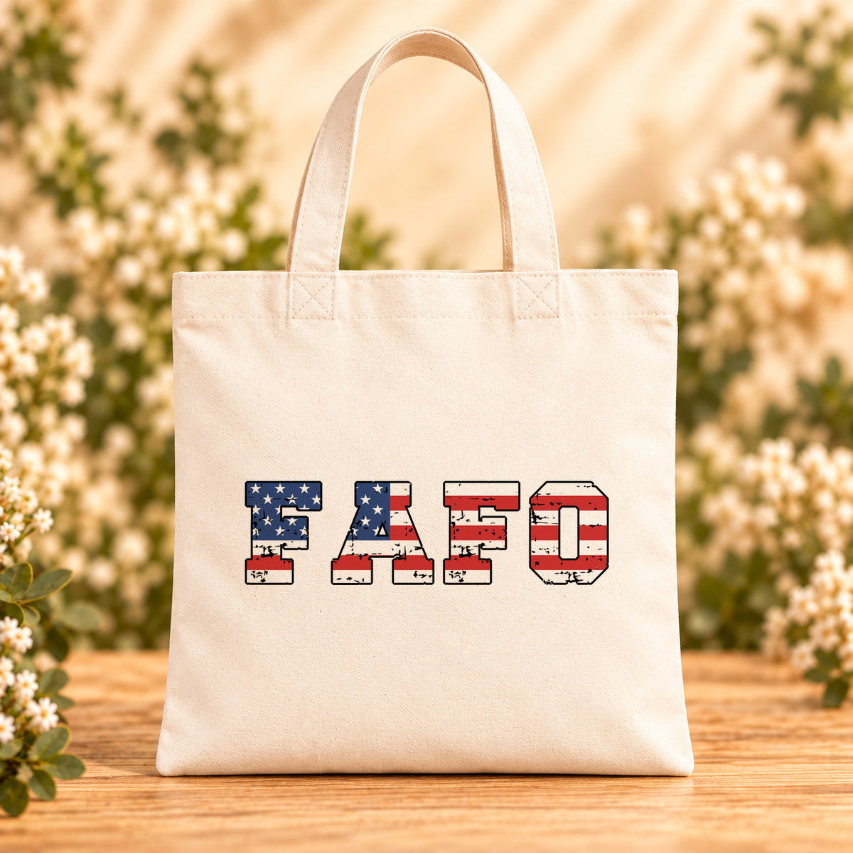 FAFO USA Flag — Beige Canvas Tote Bag