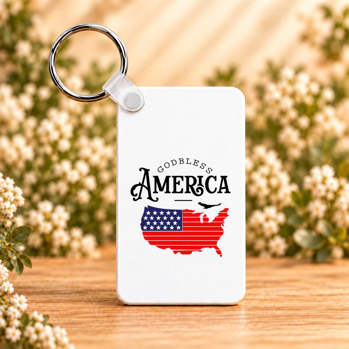 God Bless America Map — Rectangle Keychain