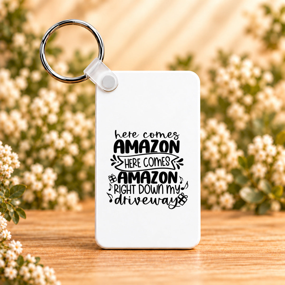 Here Comes Amazon Right Down My Driveway — Rectangle Keychain