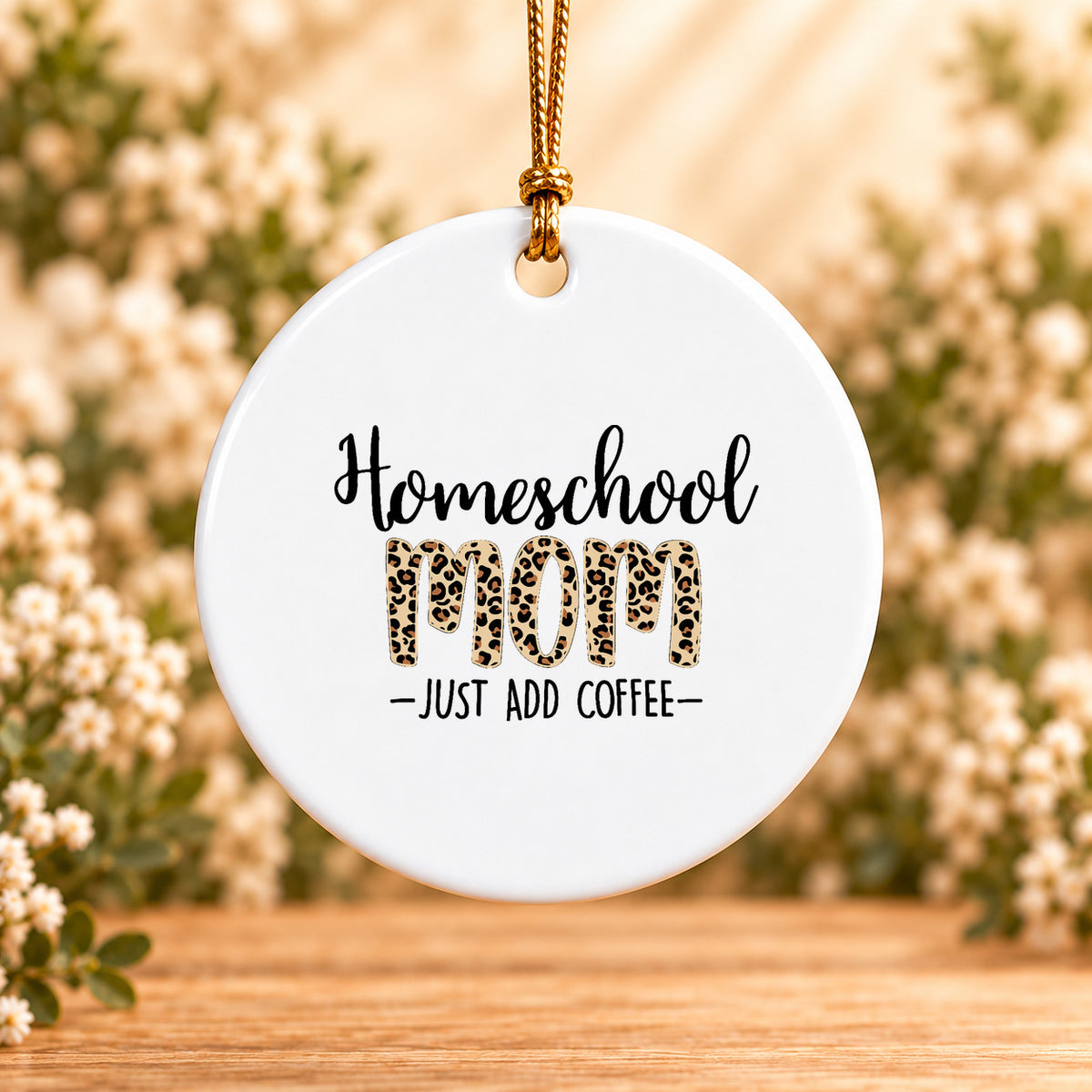 Homeschool Mom Just Add Coffee — Round Ceramic Ornament