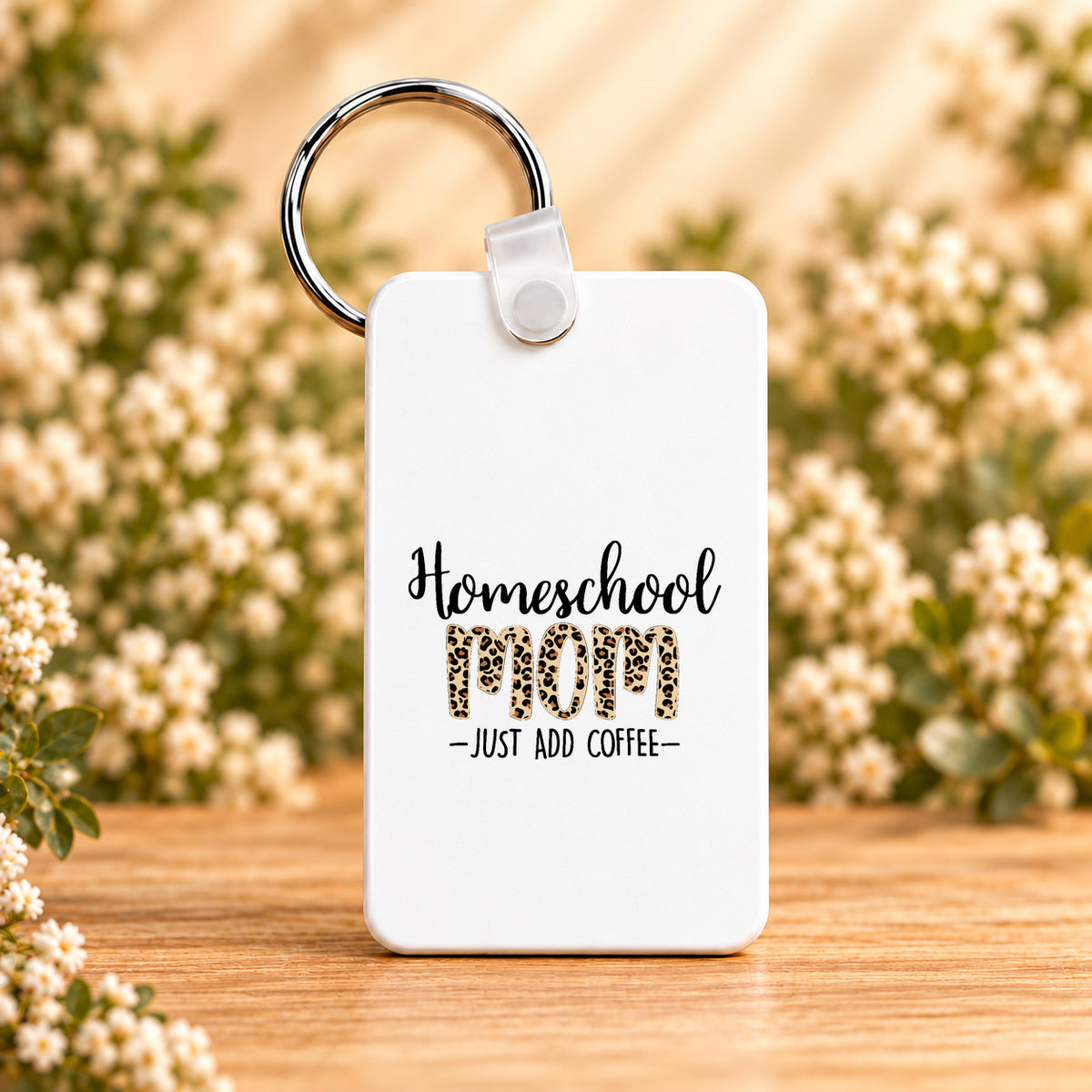 Homeschool Mom Just Add Coffee — Rectangle Keychain