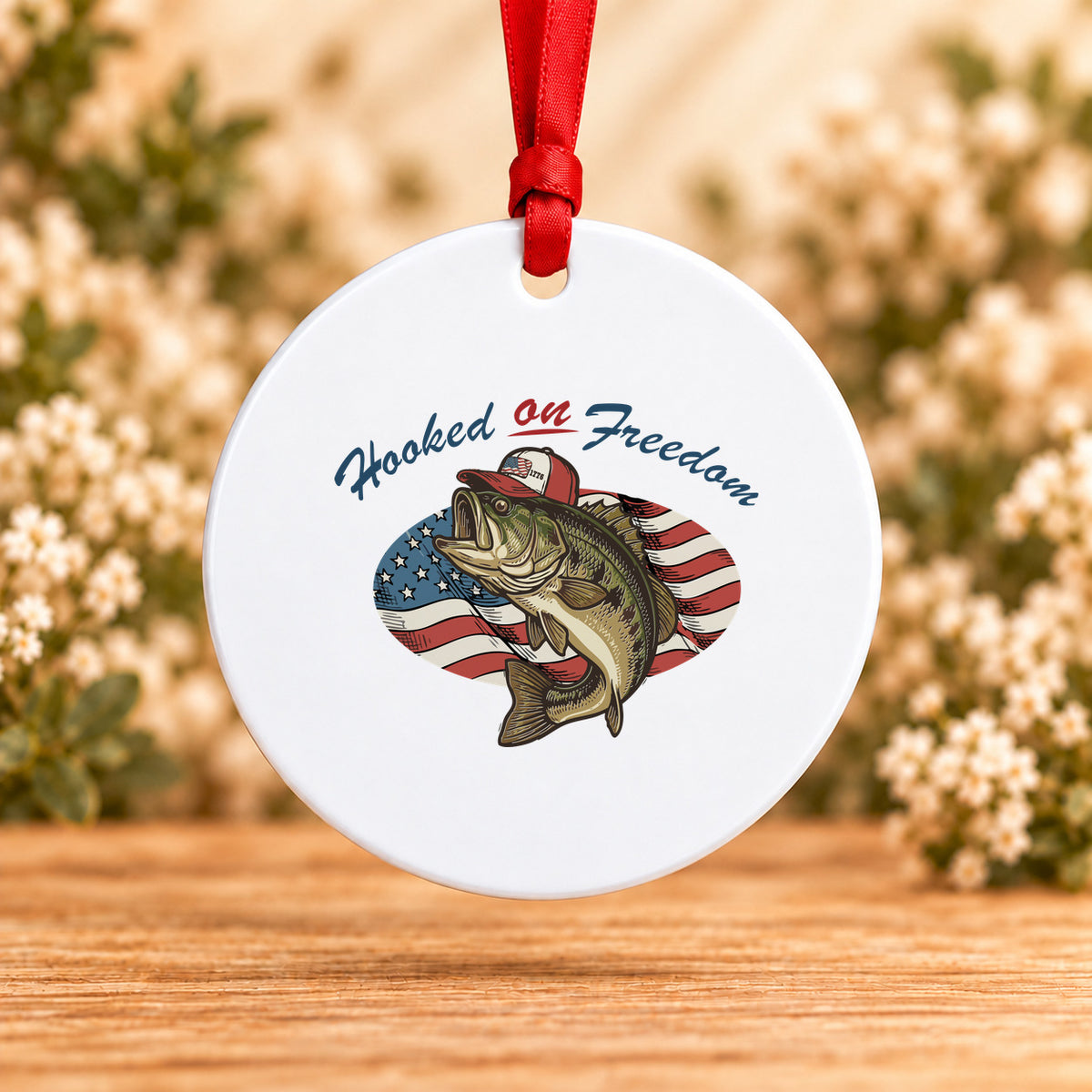 Hooked on Freedom — Round Metal Ornament
