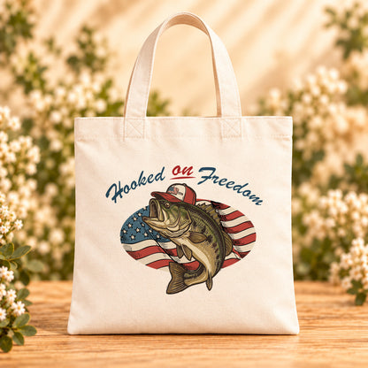 Hooked on Freedom — Beige Canvas Tote Bag