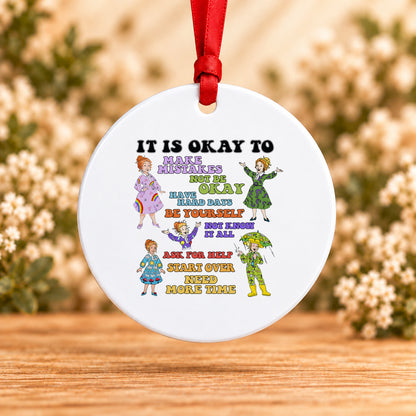 It Is Okay to Make Mistakes — Round Metal Ornament