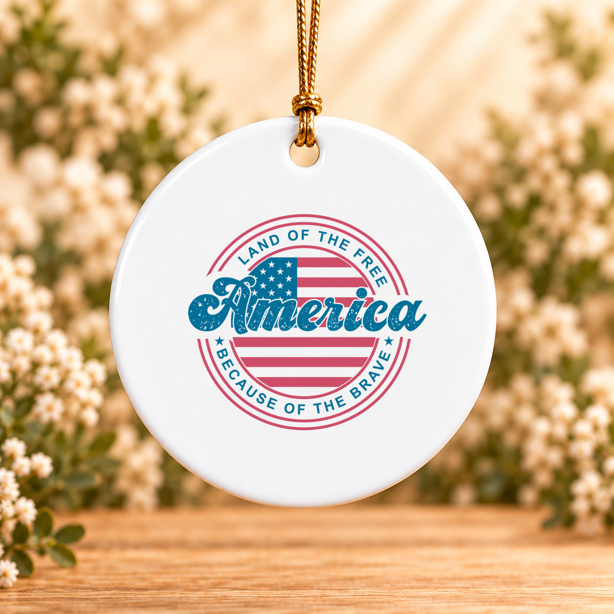 Land of the Free America — Round Ceramic Ornament