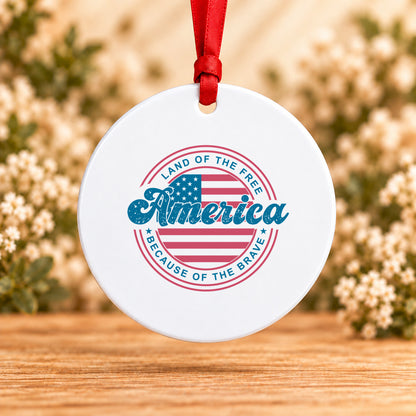 Land of the Free America — Round Metal Ornament