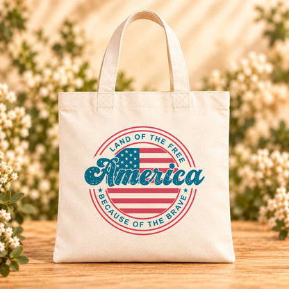 Land of the Free America — Beige Canvas Tote Bag