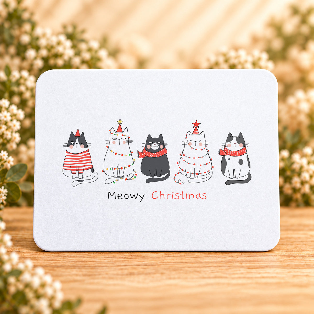 Meowy Christmas — Rectangular Mouse Pad