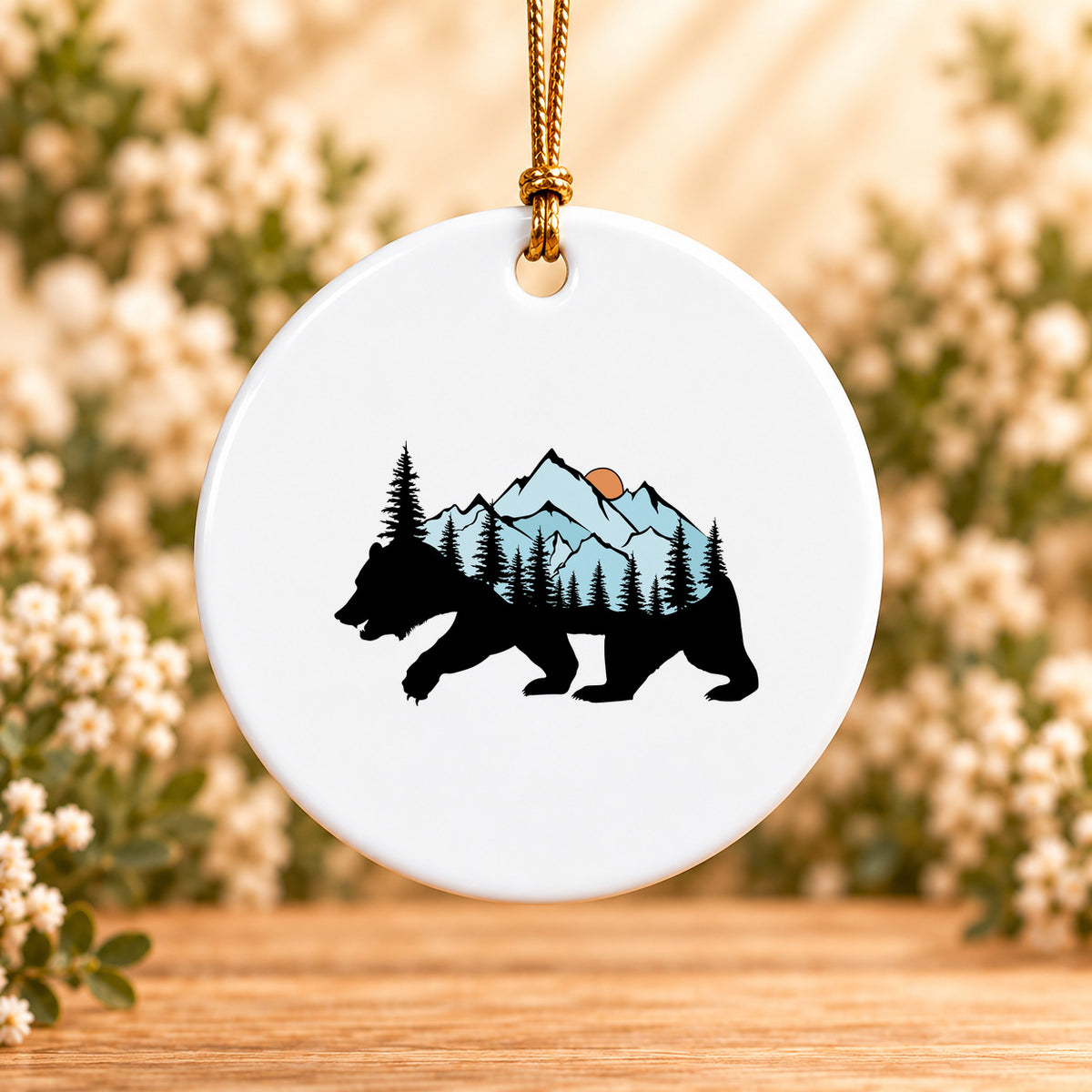 Mountain Bear — Round Ceramic Ornament