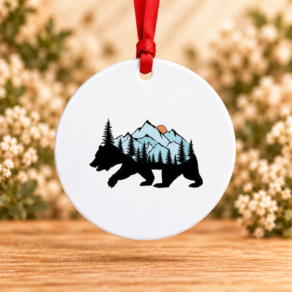 Mountain Bear — Round Metal Ornament