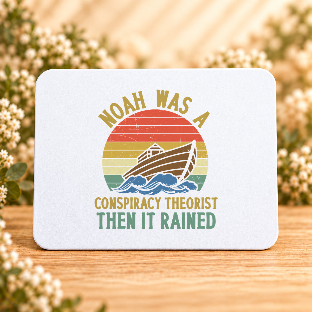 Noah Was a Conspiracy Theorist — Retro — Rectangular Mouse Pad