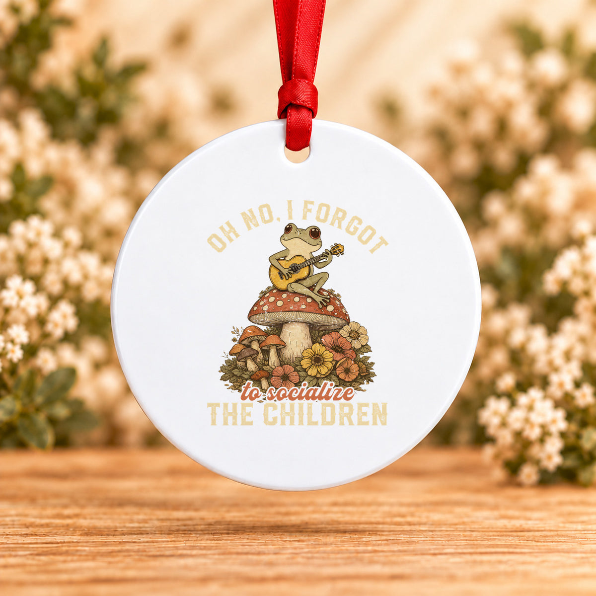 Oh No, I Forgot to Socialize the Children — Round Metal Ornament