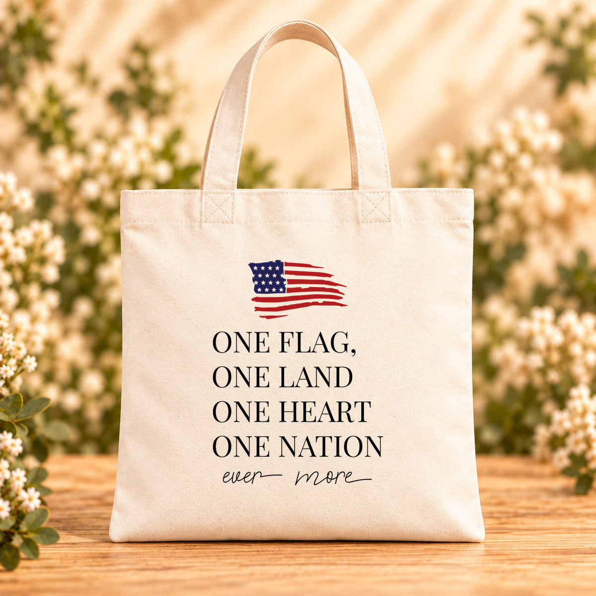 One Flag One Land One Heart One Nation — Beige Canvas Tote Bag