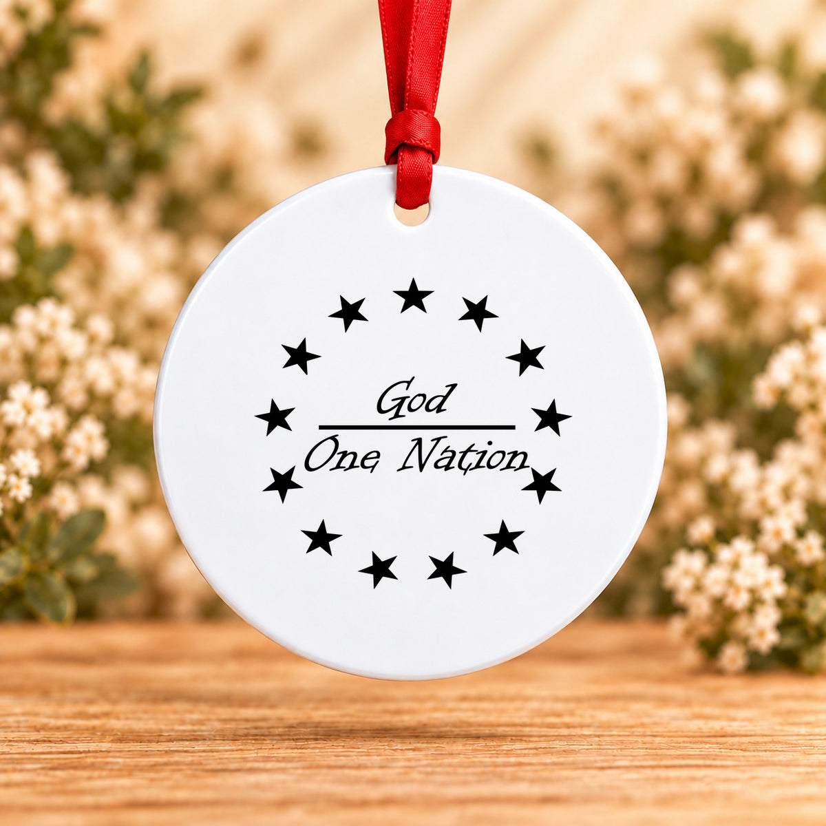 One Nation Under God — Round Metal Ornament