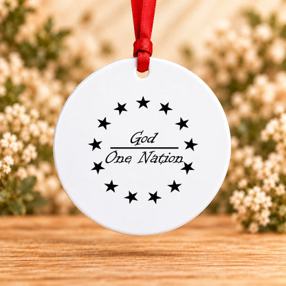 One Nation Under God — Round Metal Ornament