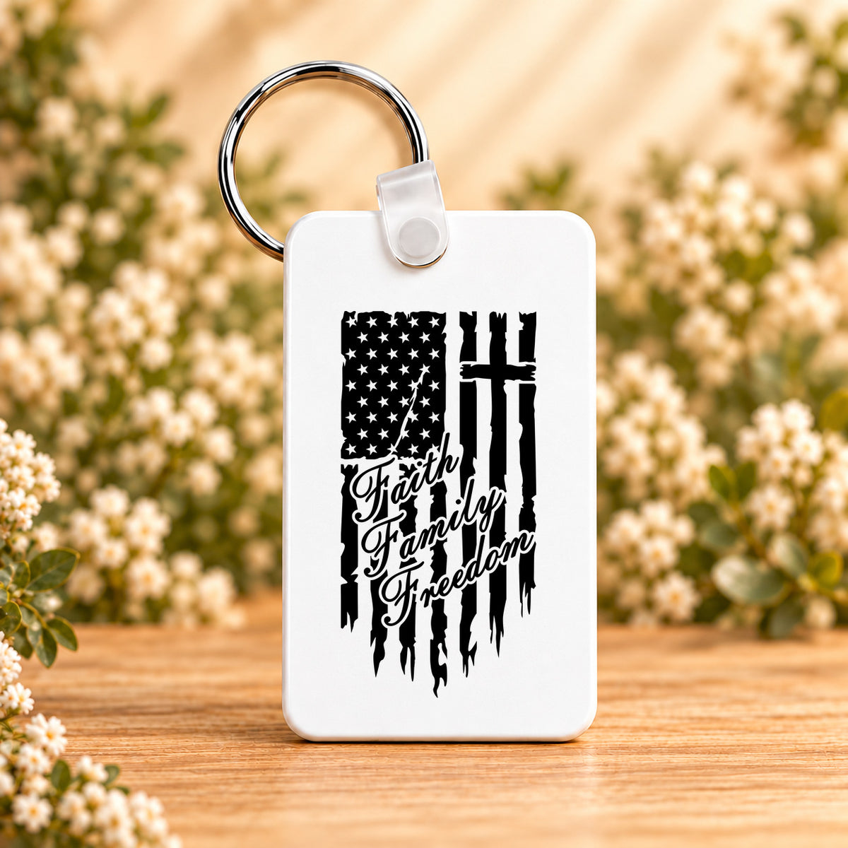 One Nation Under God Faith Family Freedom — Rectangle Keychain