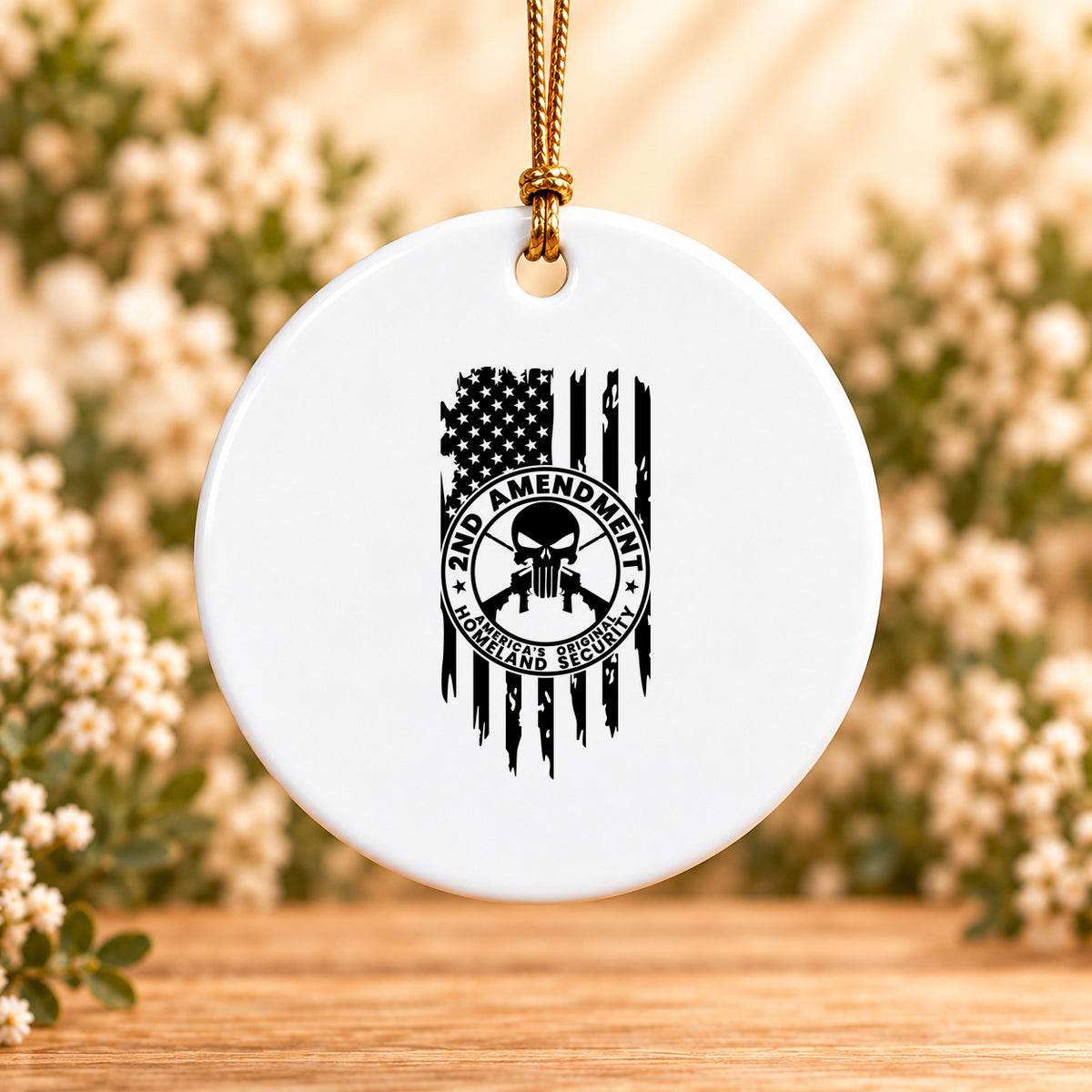 One Nation Under God Second Amendment — Round Ceramic Ornament