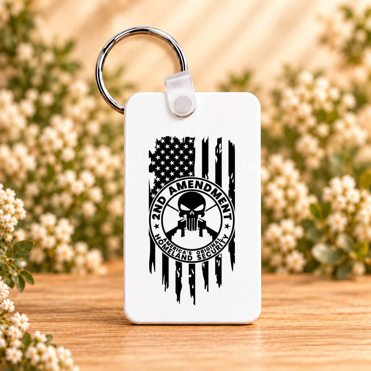 One Nation Under God Second Amendment — Rectangle Keychain