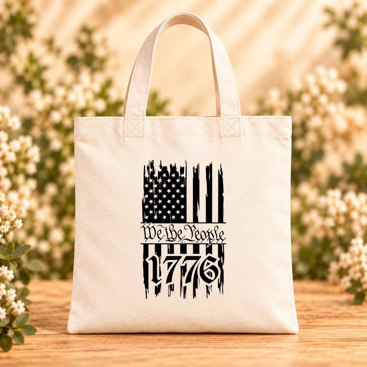 One Nation Under God We the People — Beige Canvas Tote Bag